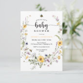 Wildflower Bee Baby Shower Invitation Card (Standing Front)