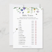 Wildflower Bee Baby Traits Shower Game Card (Front)