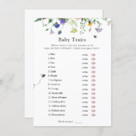 Wildflower Bee Baby Traits Shower Game Invitation