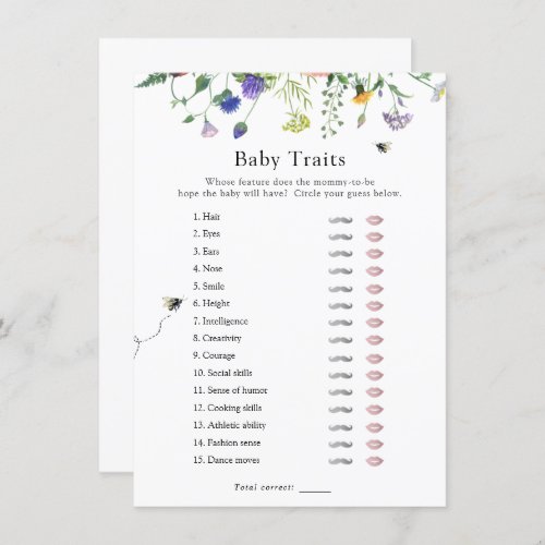 Wildflower Bee Baby Traits Shower Game Invitation