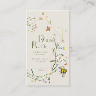 Wildflower Bee Beige Baby Shower Diaper Raffle Enclosure Card