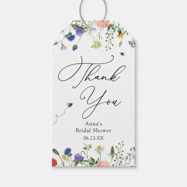 Wildflower Bee Bridal Shower Gift Tags | Zazzle