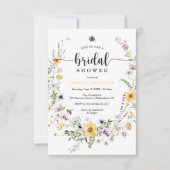 Wildflower Bee Bridal Shower Invitation Card (Front)