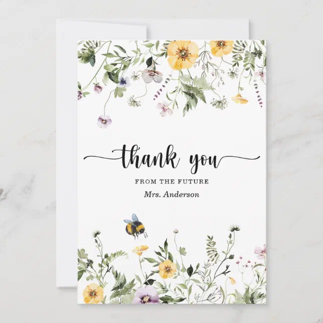 Wildflower Bee Bridal Shower Thank You Card | Zazzle