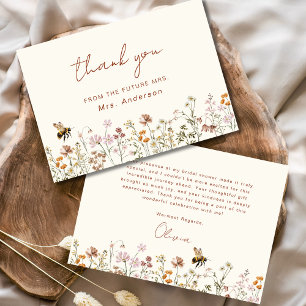 Wildflower Bee Bridal Shower Thank You Card