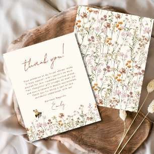 Wildflower Bee Bridal Shower Thank You Card Flyer