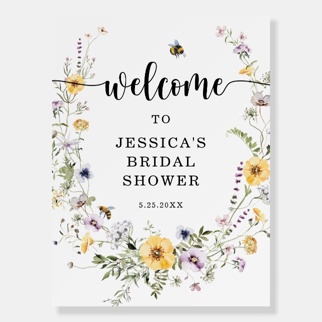 Wildflower Bee Bridal Shower Welcome Sign (Front)