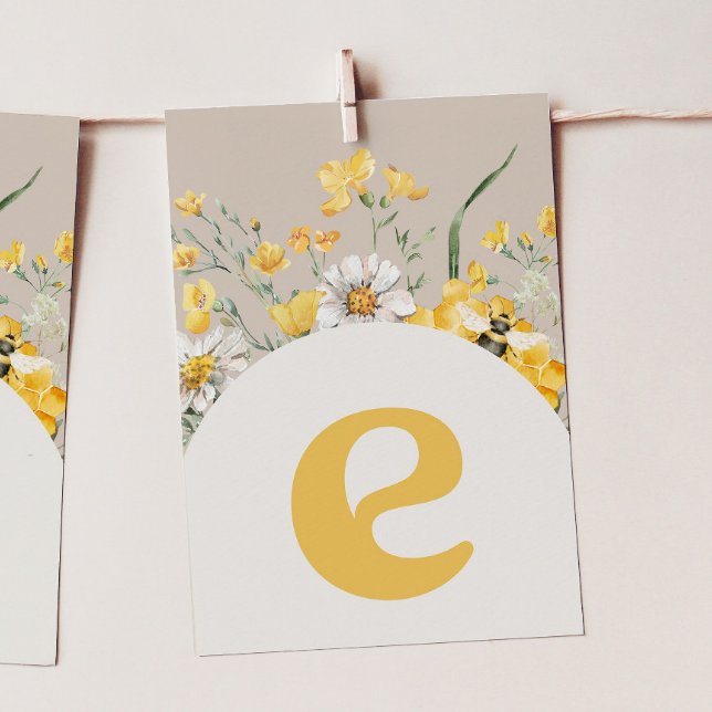 Wildflower Bee "E" High Chair Bunting Banner Card (Creator Uploaded)