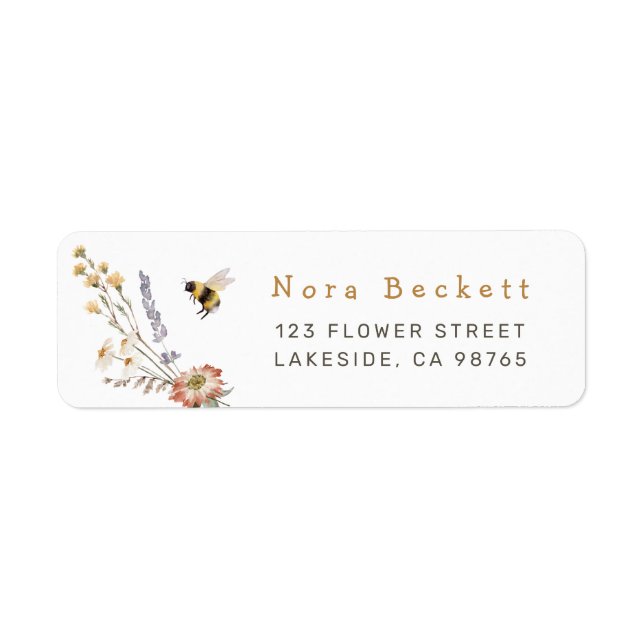 Wildflower Bee Floral Label (Front)