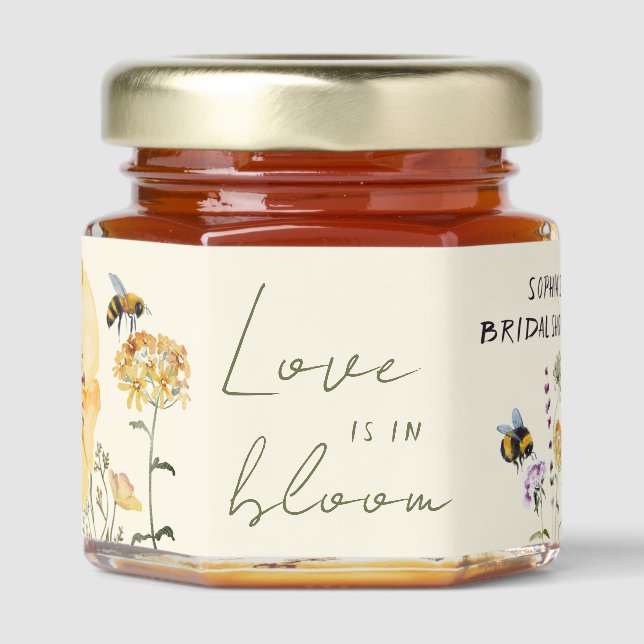 Wildflower Bee Love in Bloom Bridal Shower Honey Honey Jar Favors (Front)