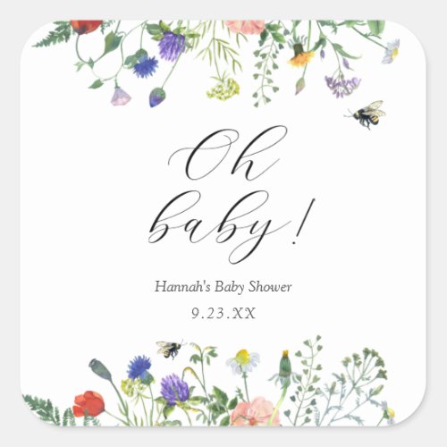 Wildflower Bee Oh Baby Classic Round Sticker