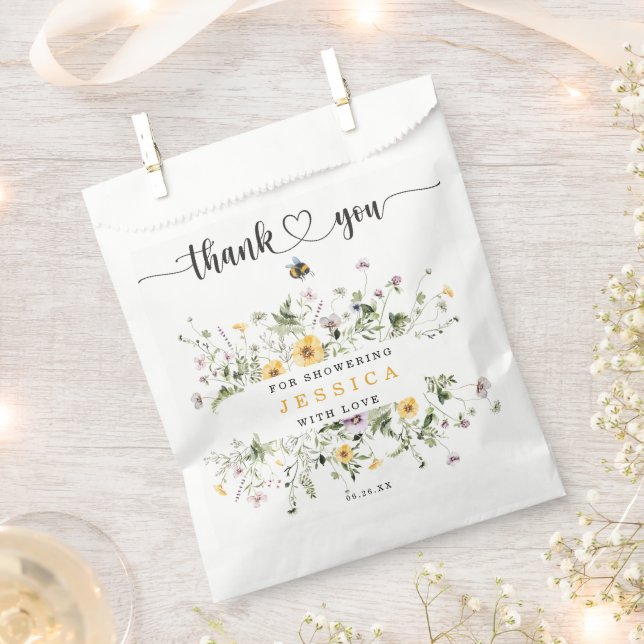 Wildflower Bee Rustic Baby Shower Favor Bag (Clipped)