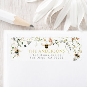 Wildflower & Bees Watercolor Return Address Label