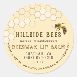 Wildflower Beeswax Lip Balm Label Honeycomb & Bee
