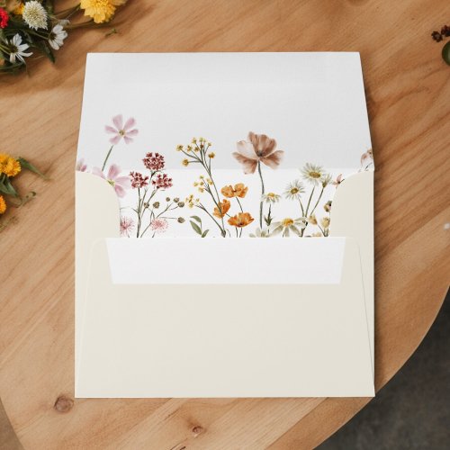 Wildflower Beige Boho Wedding Terracotta Garden Envelope