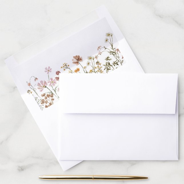 Wildflower Beige Boho Wedding Terracotta Garden Envelope Liner (Desk)