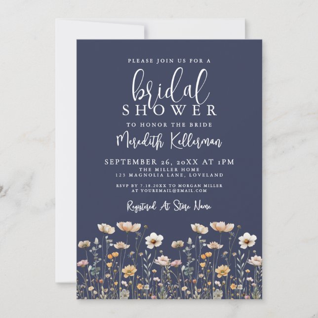 Wildflower Beige Bridal Shower Invitation (Front)