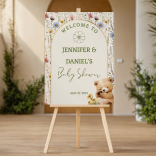Wildflower Beige Elegant Teddy Bear Welcome Foam Board