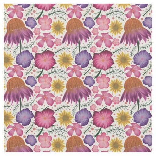 Wildflower Beige Floral Pattern Fabric
