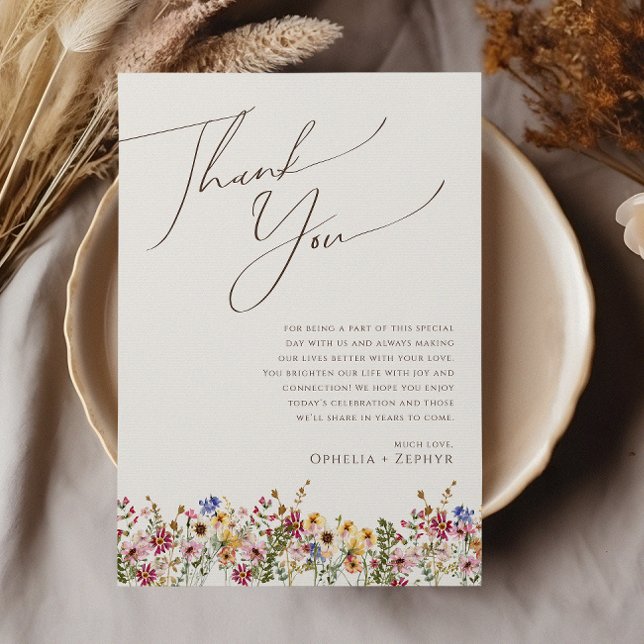 Wildflower Beige Meadow Reception Table Thank You (Creator Uploaded)