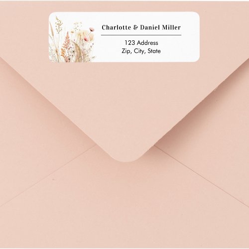 Wildflower beige pink return address label