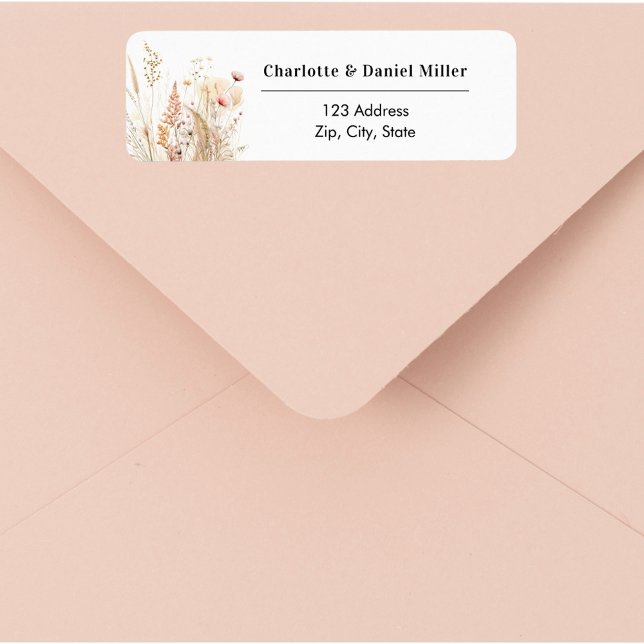 Wildflower beige pink return address label (Creator Uploaded)