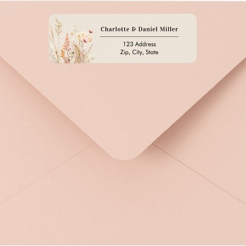 Wildflower beige pink return address label
