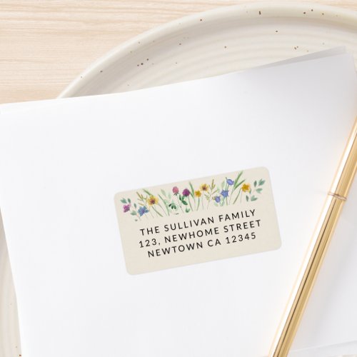 Wildflower Beige Return Address Label