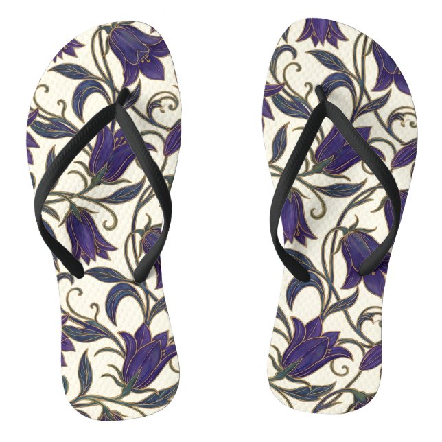 Wildflower Bellflower Patterne Flip Flops (Footbed)