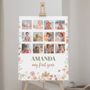 Wildflower Birthday 12 Photo Milestone Poster