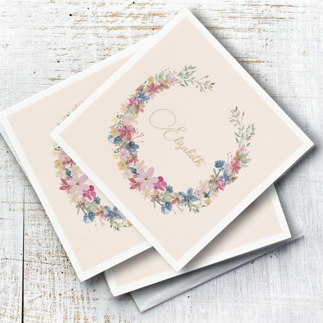 Wildflower Birthday Elegant  Napkins (Creator Uploaded)