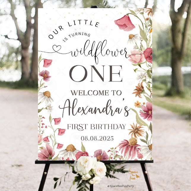 Wildflower Birthday Garden Welcome sign  (wildflower welcome sign, birthday welcome sign, garden party decor, floral sign, pastel flowers, bot)