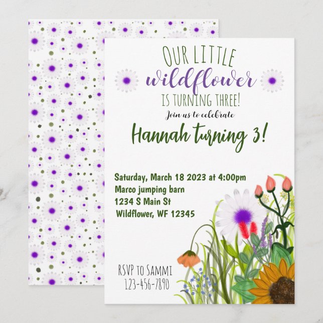 Wildflower birthday holiday card (Front/Back)