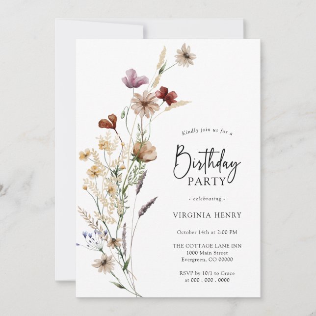 Wildflower Birthday Invitation (Front)
