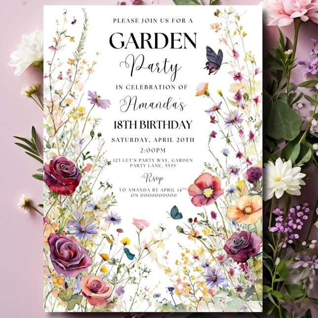 Wildflower Birthday Invitation Garden Party Invite (Creator Uploaded)