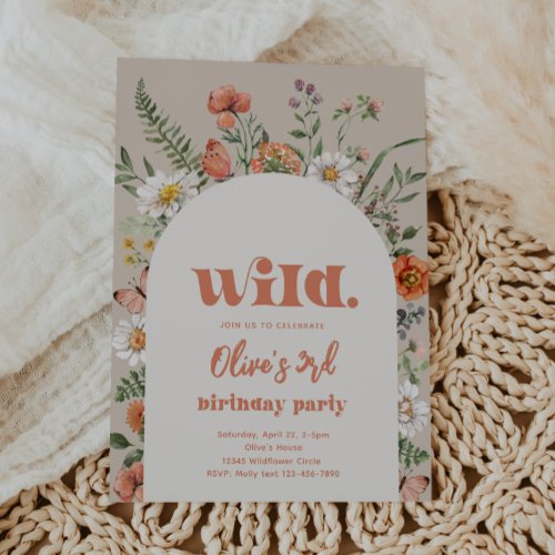 Wildflower Birthday Invitation  Wildflower First