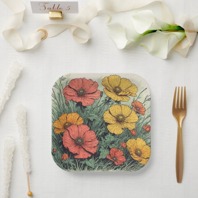 Wildflower Birthday or Shower  Paper Plates (Wedding)