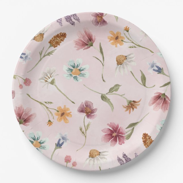 Wildflower Birthday Party Paper Plates (Front)
