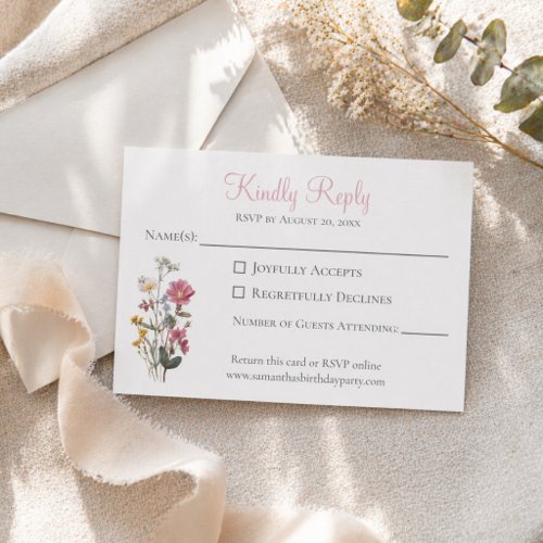 Wildflower Birthday Party  RSVP Card