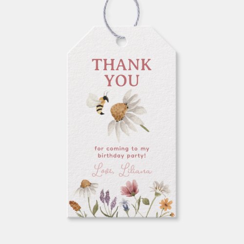 Wildflower Birthday Party Thank You Favor Gift Tags