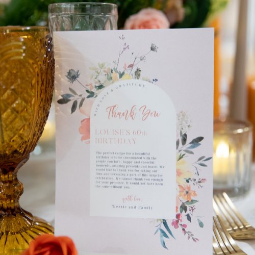 Wildflower Birthday Table Thank You Card