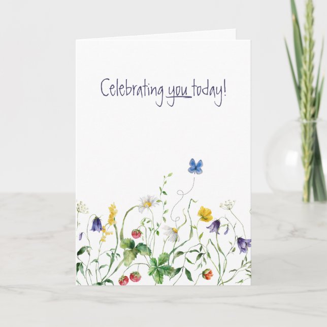 Wildflower Birthday With Butterfly Card (Front)