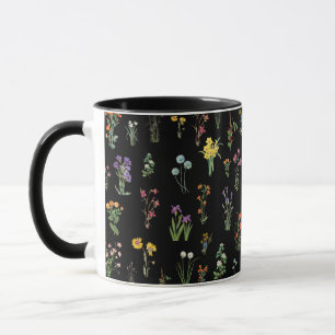Wildflower Black Botanical Floral Mug