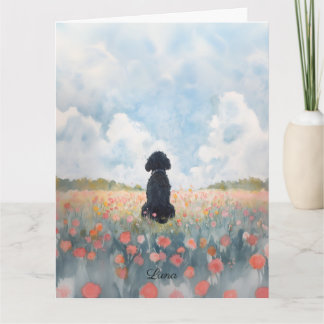 Wildflower Black Labradoodle Sympathy Card
