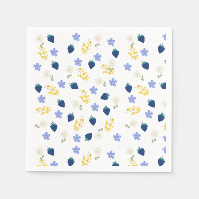 Wildflower & Blackberry Floral Pattern Napkins (Front)