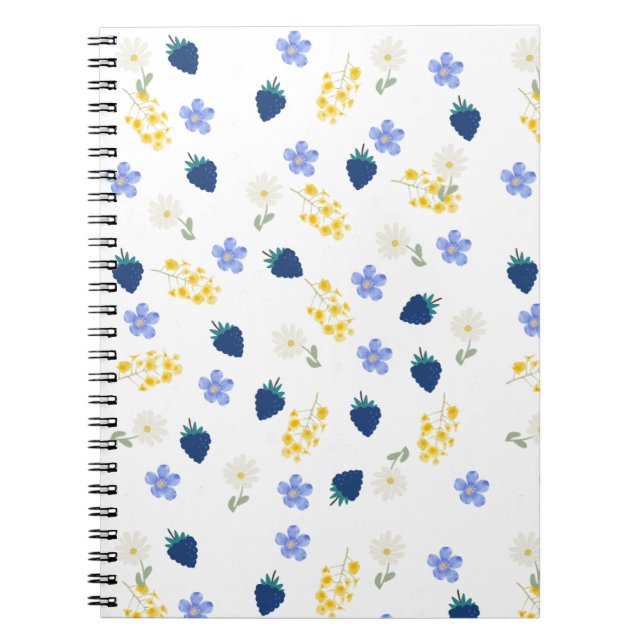 Wildflower & Blackberry Floral Pattern Notebook (Front)