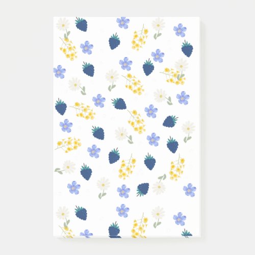 Wildflower & Blackberry Floral Pattern Post-it Notes