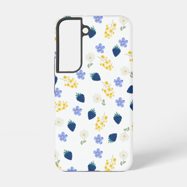 Wildflower & Blackberry Floral Pattern Samsung Galaxy Case (Back)