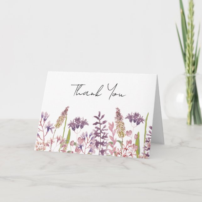 Wildflower Blank Inside Letterpress Thank You Card (Front)