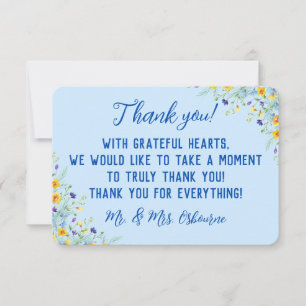 Wildflower Bliss Beautiful Floral Blue on Blue Thank You Card